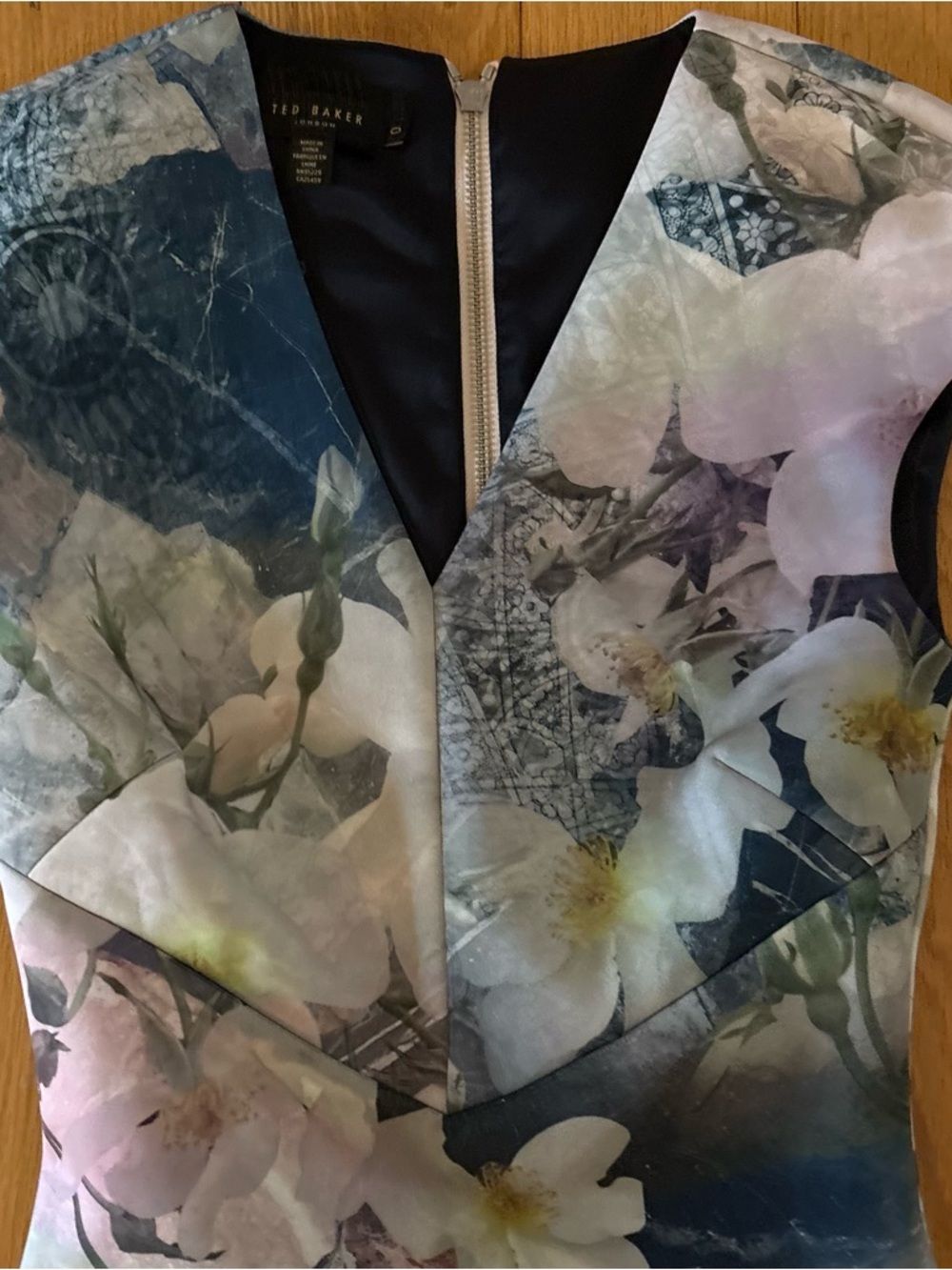 Ted Baker Floral Midi Dress in Blue and White flowered pattern - Picture 3 of 8